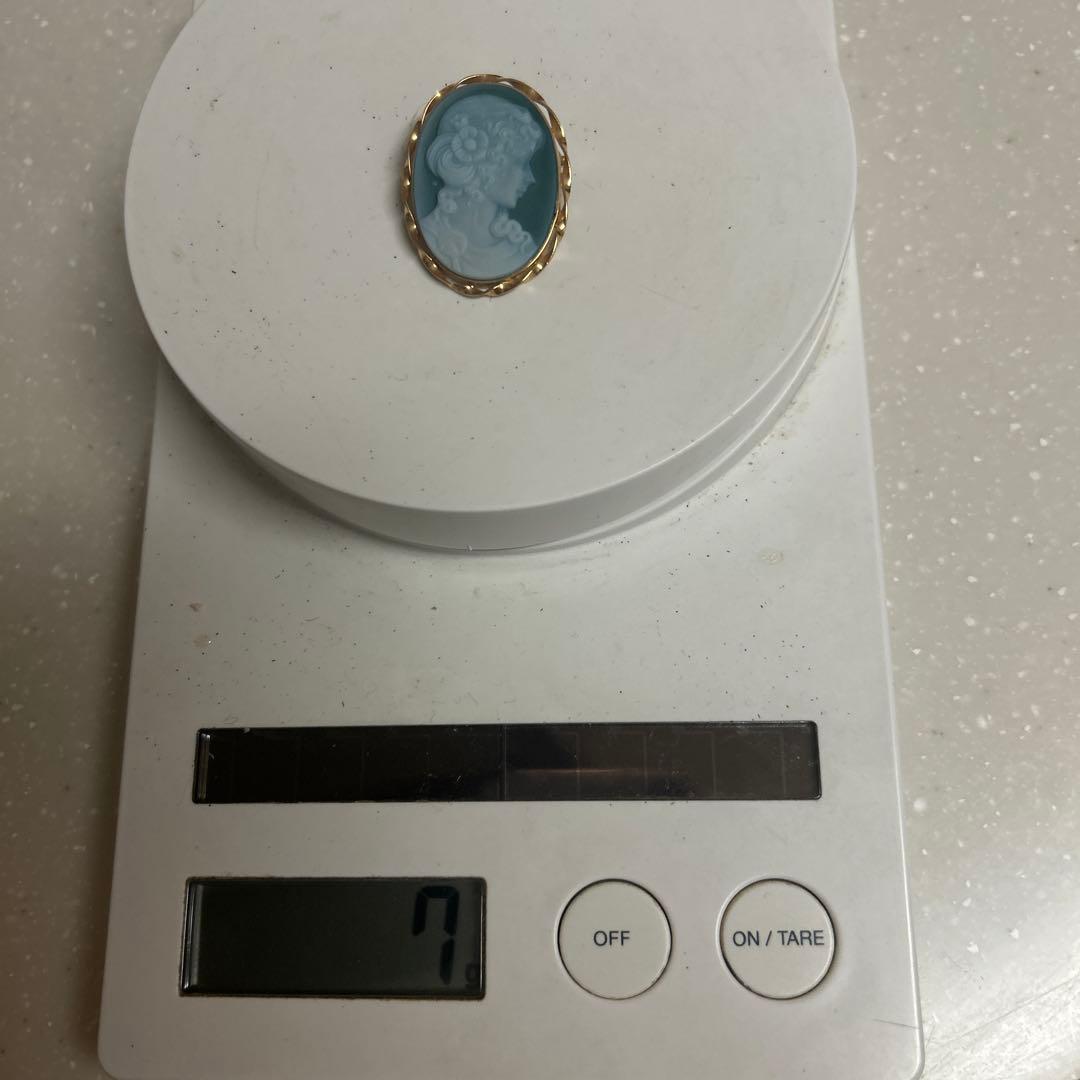 18金メノウカメオブローチ，ペンダント