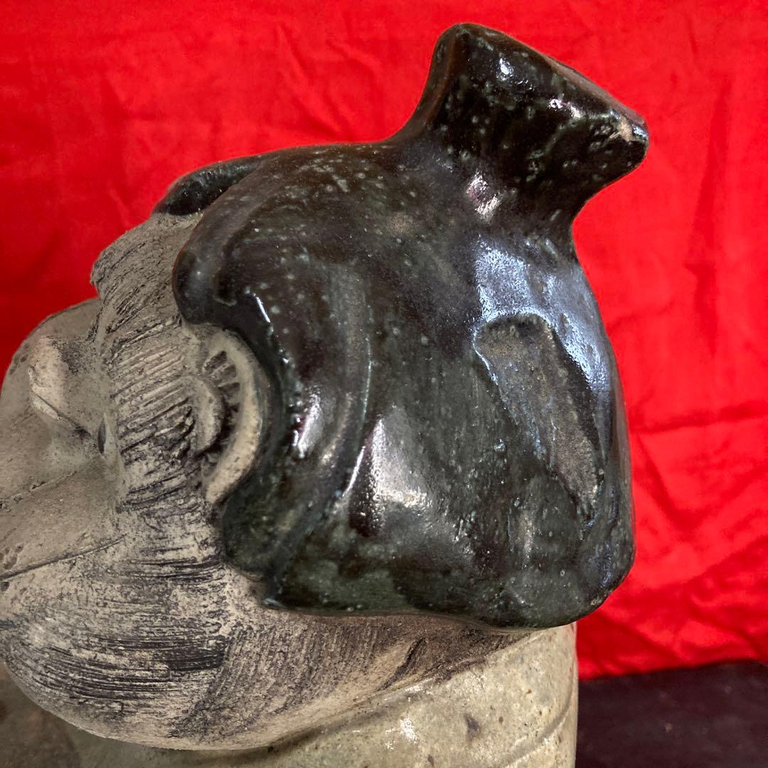 信楽焼　女狸　置物　オブジェ　時代物