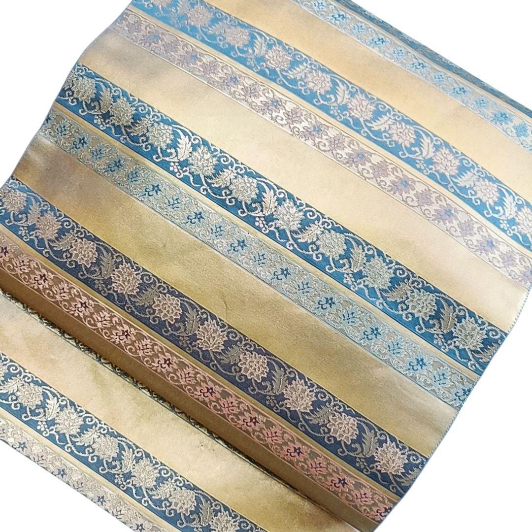 1080 華 袋帯 正絹 箔屋清兵衛 横縞