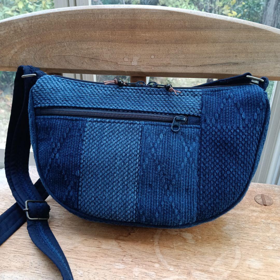 古布藍染木綿二重剣道着　小さめショルダーバッグ　ハンドメイド