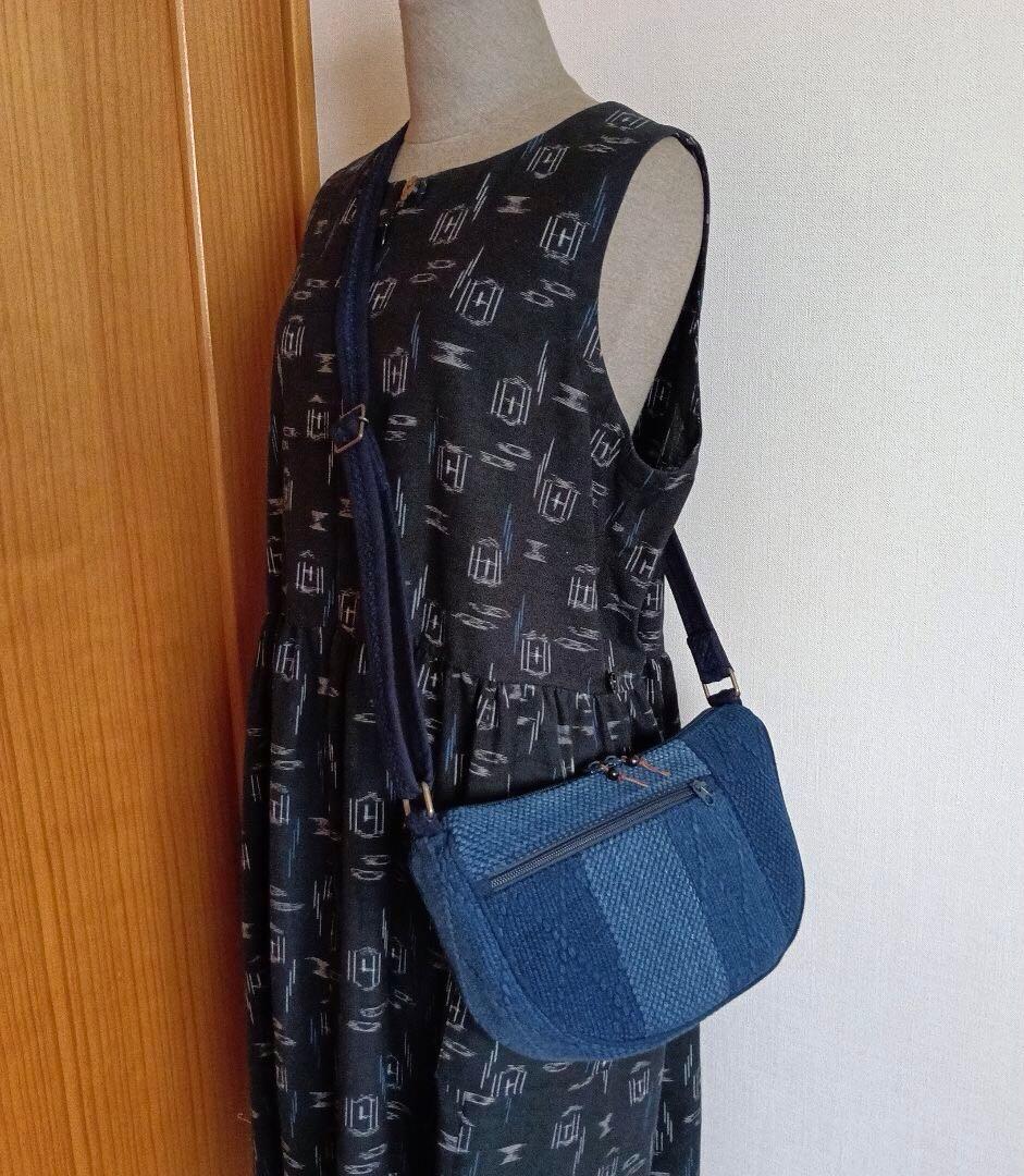古布藍染木綿二重剣道着　小さめショルダーバッグ　ハンドメイド