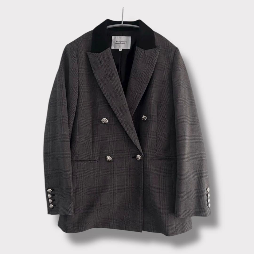 【美品】Arpege story 《店舗限定》W釦テーラードジャケット S 茶