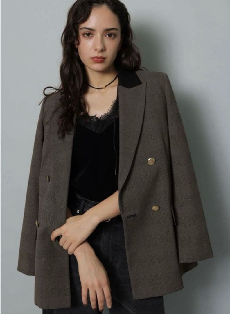 【美品】Arpege story 《店舗限定》W釦テーラードジャケット S 茶