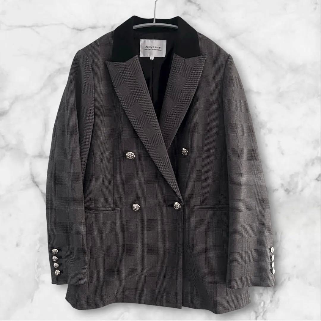 【美品】Arpege story 《店舗限定》W釦テーラードジャケット S 茶