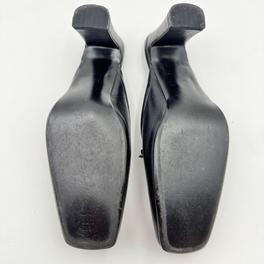 CHANEL シャネル　ココマーク　レザー　ブラック　ミュール　パンプス　ヒール