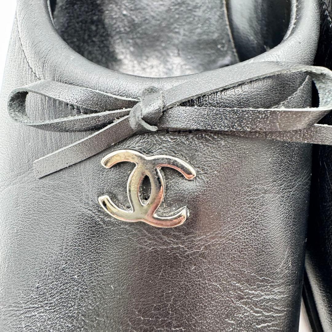 CHANEL シャネル　ココマーク　レザー　ブラック　ミュール　パンプス　ヒール