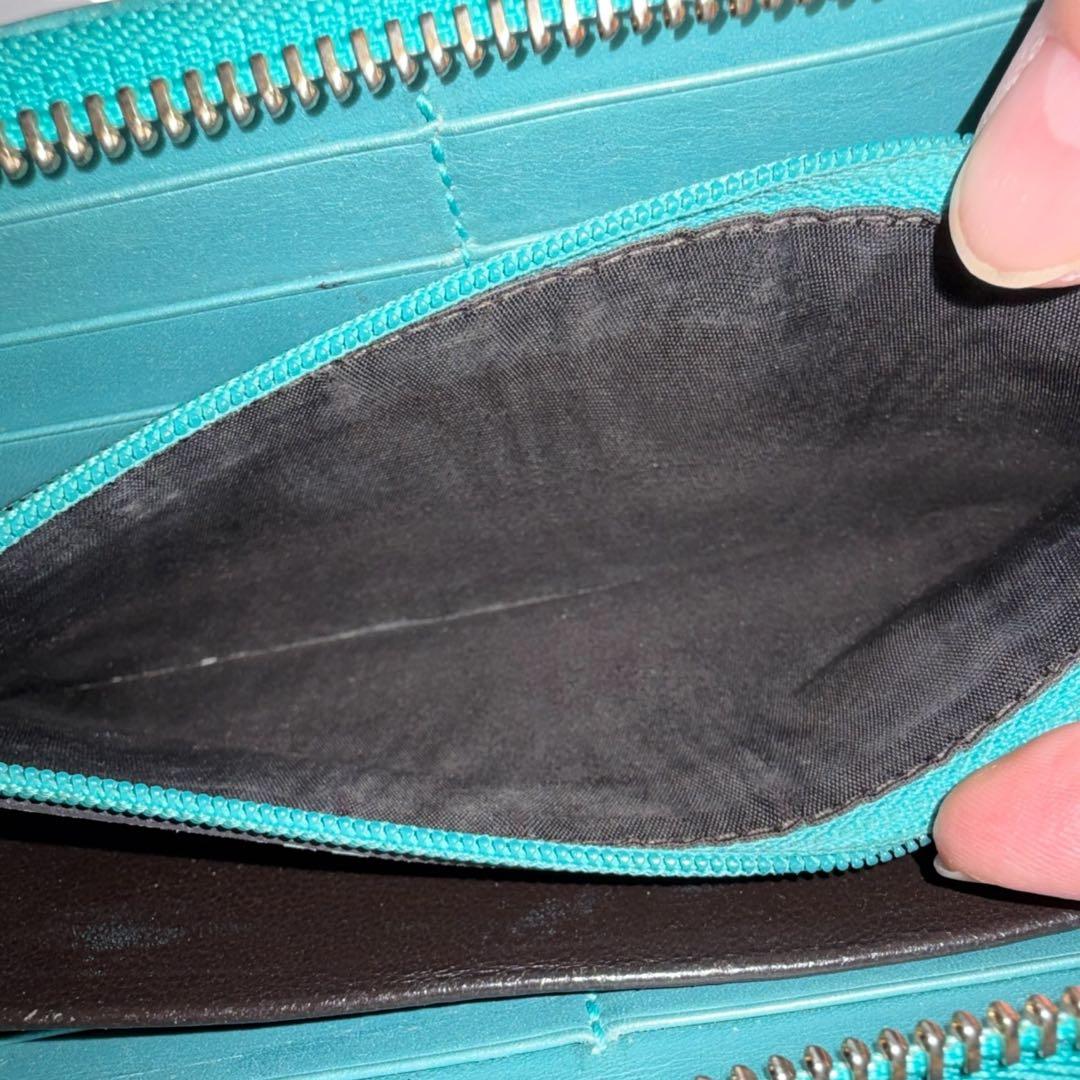 GUCCI グッチシマ GG型押し ターコイズ ラウンドファスナー 長財布 箱付