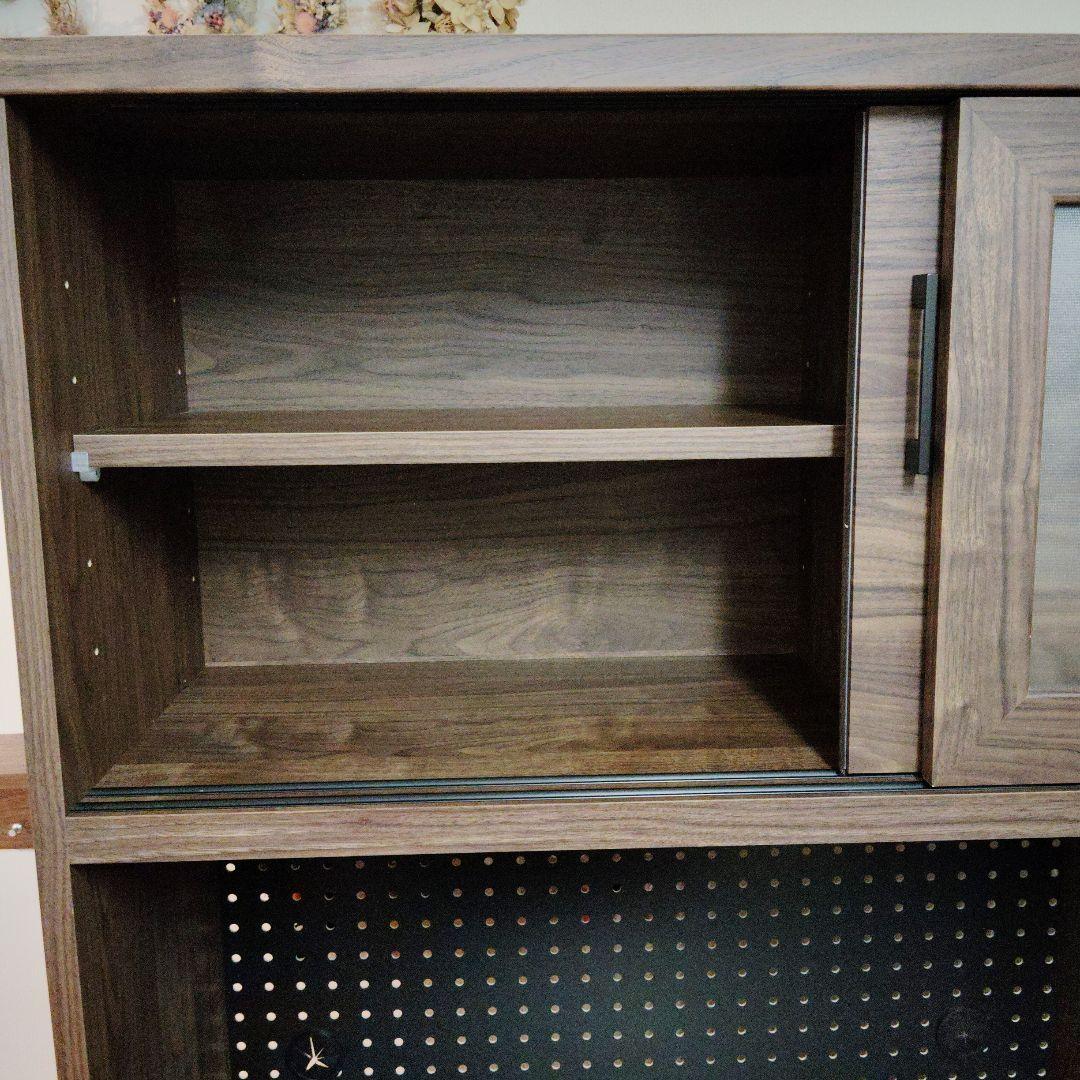 最終値下げ！ナフコ トゥーワンスタイル　ブラウン木製食器棚 ガラス扉付き