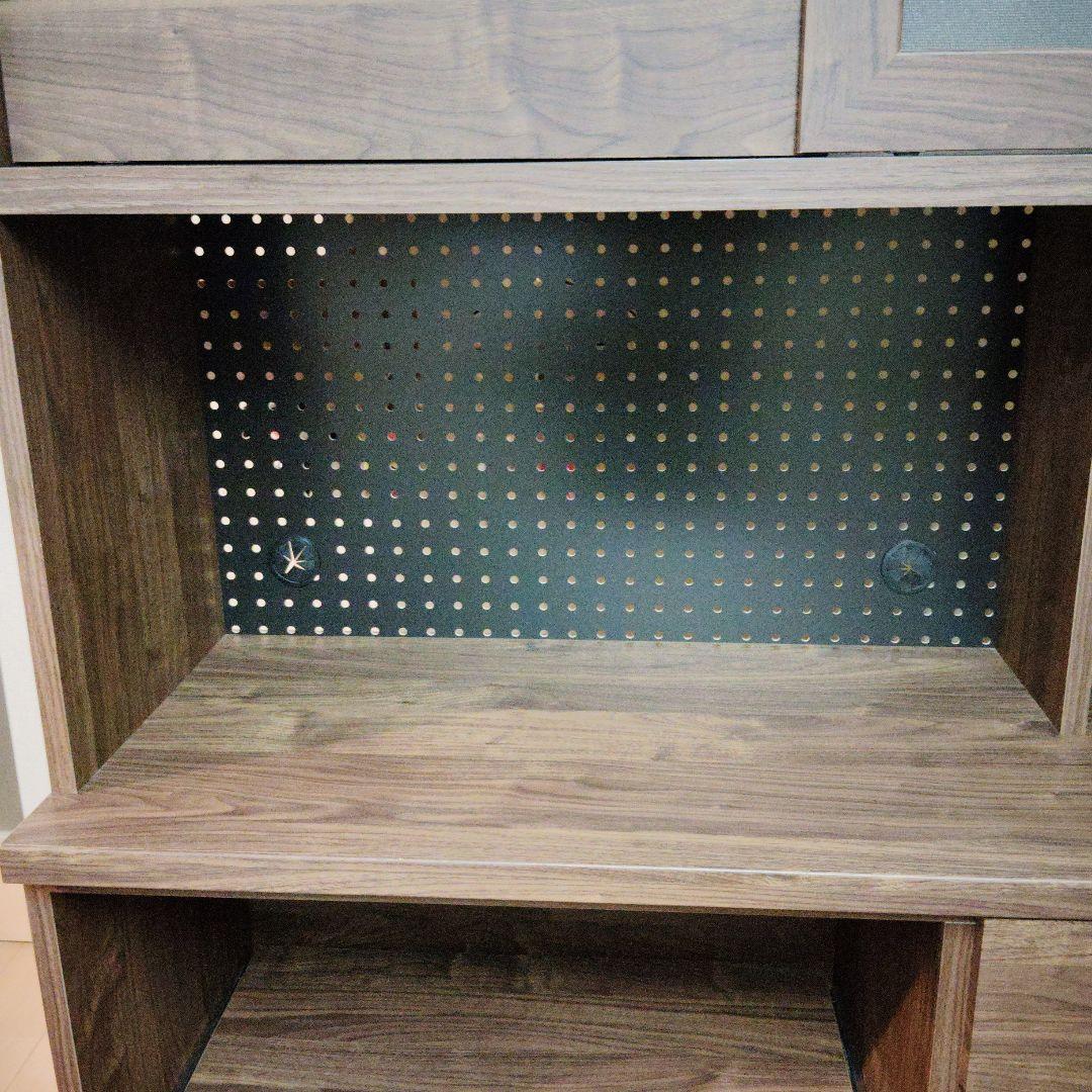 最終値下げ！ナフコ トゥーワンスタイル　ブラウン木製食器棚 ガラス扉付き