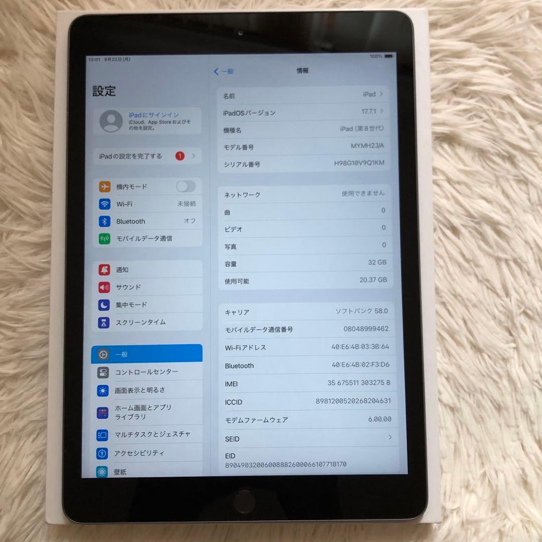 【即購入OK】iPad 第8世代 セルラーモデル【極美品】 #82 【付属品】