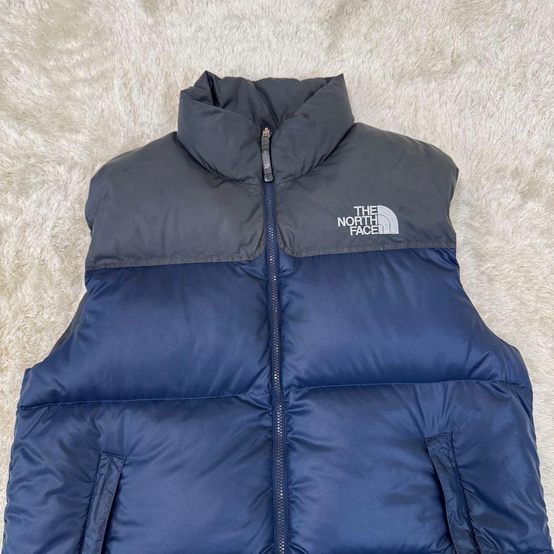 ノースフェイス ダウンベスト 海外限定 カラー ネイビー グレー メンズ XL