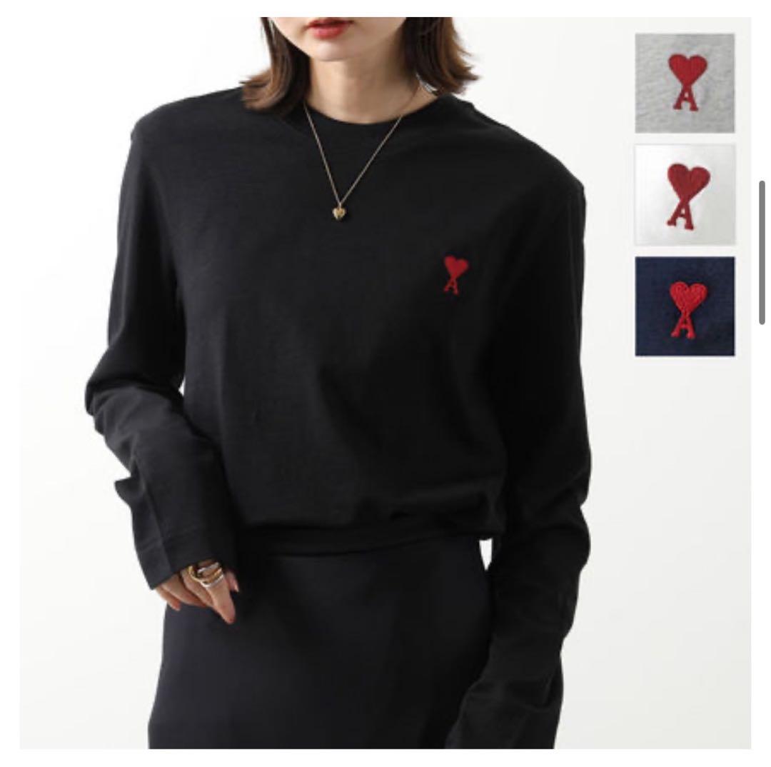 AMI PARIS アミパリス ロングTシャツ ハートロゴ ブラック 正規品