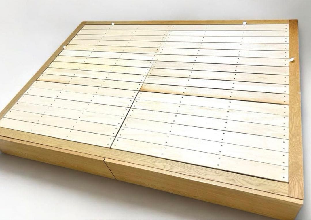 無印良品 ベッドフレーム｜ダブル 収納ベッド｜オーク材 収納スペース 引き出し付