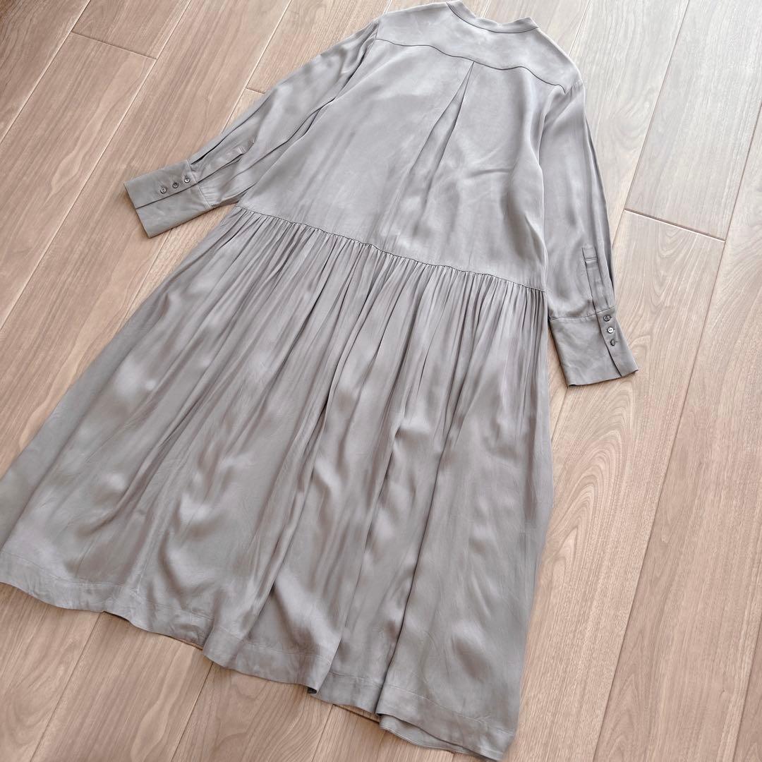 ヴェルメイユパーイエナ　キュプラフィブリルギャザーワンピース　シャツワンピース