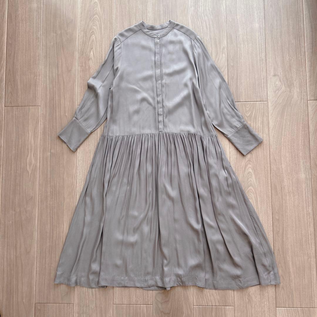 ヴェルメイユパーイエナ　キュプラフィブリルギャザーワンピース　シャツワンピース