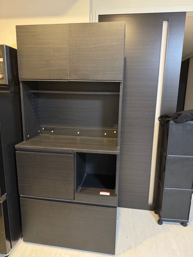 食器棚 レンジ台 キッチンキャビネット KCB-790 ブラック