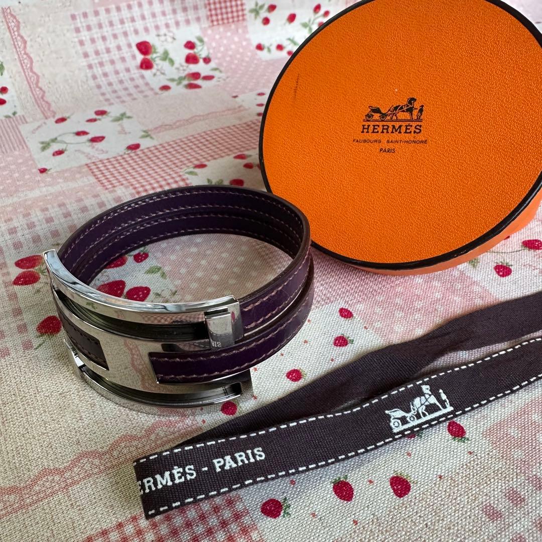 再お値下げ^ ^ 美品！！　エルメス　バングル　パープル　紫