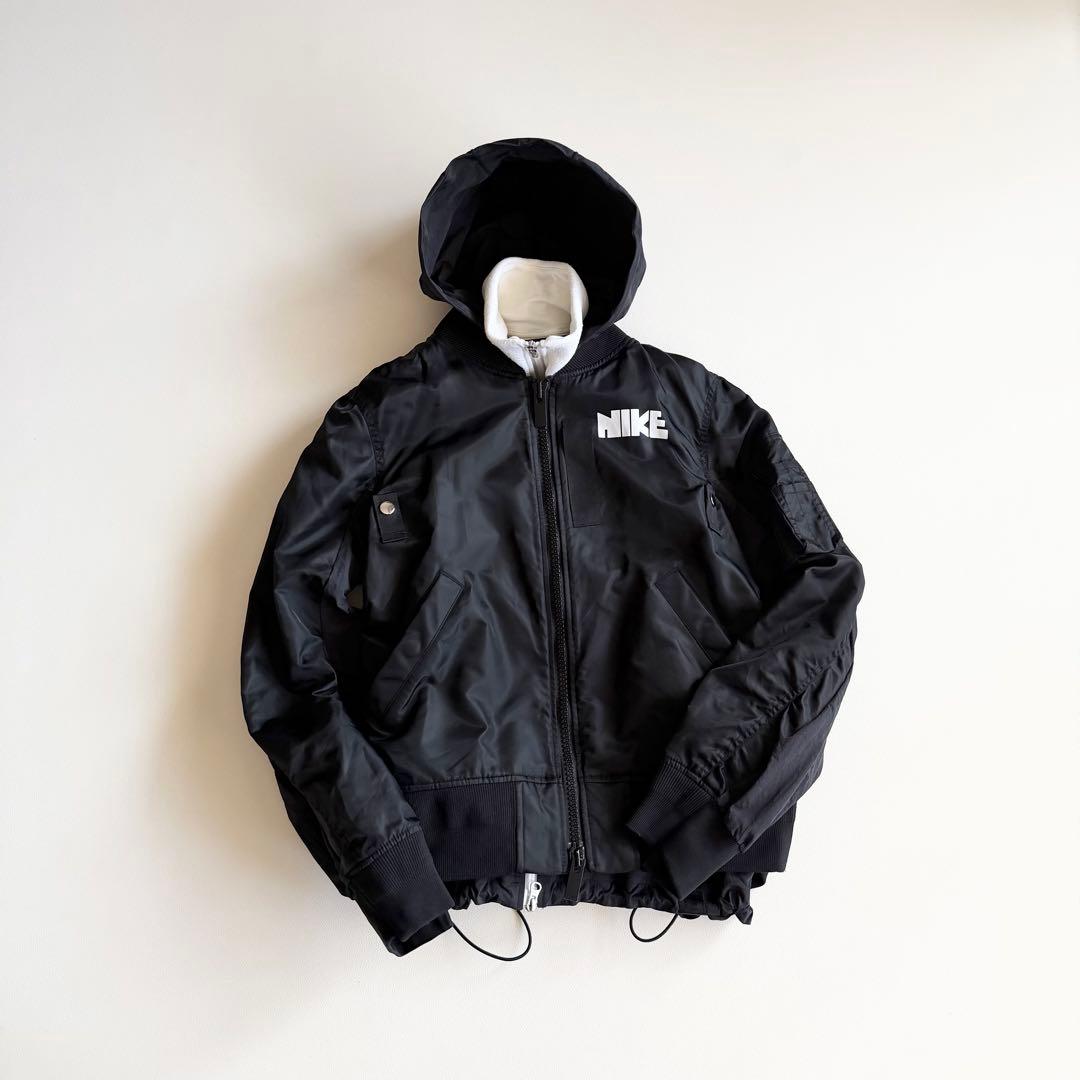 【ナイキ × サカイ】 ドッキング フーデッドブルゾン ジャケット XS 黒