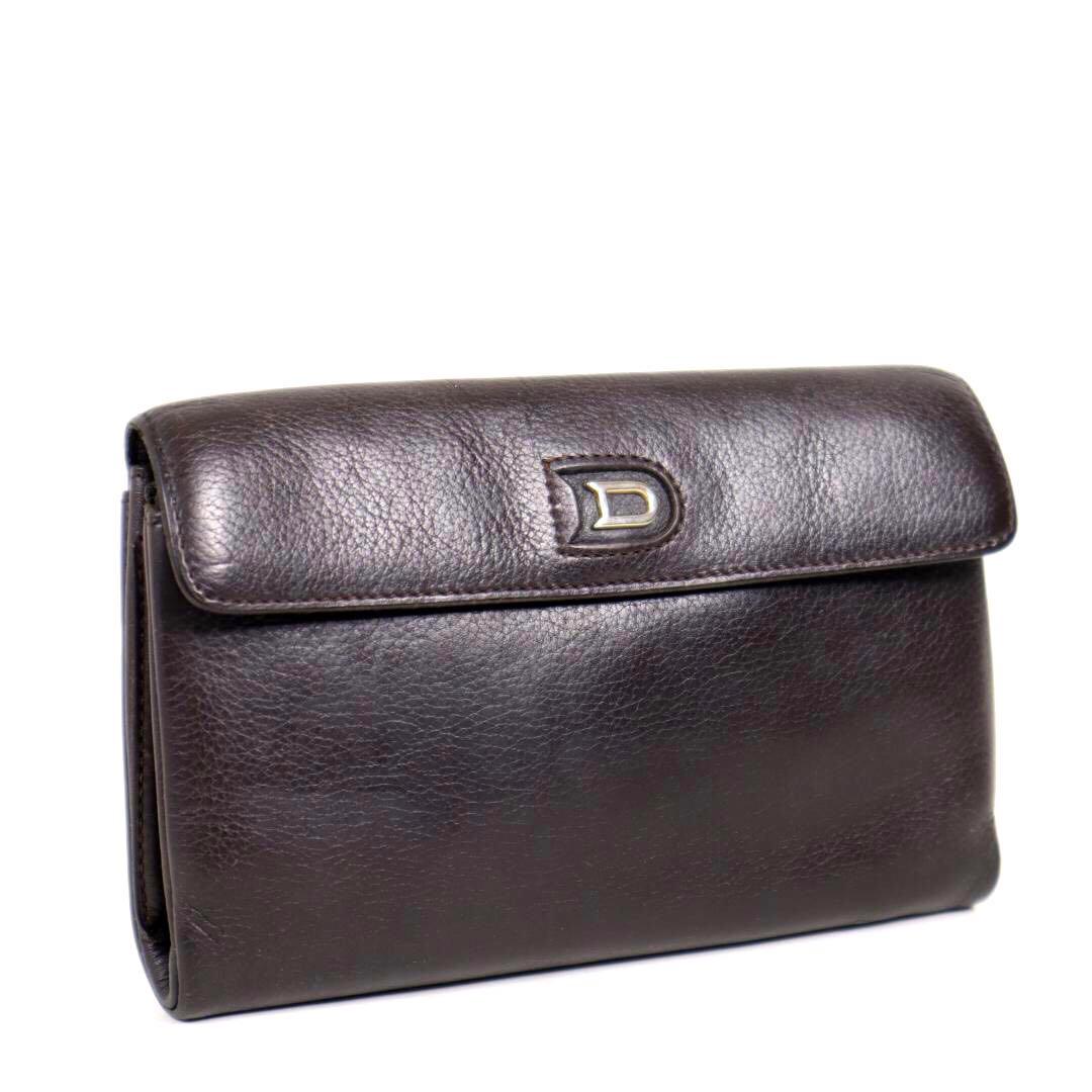 DELVAUX デルヴォー メタルロゴ付 三つ折りレザー長財布 フランス製