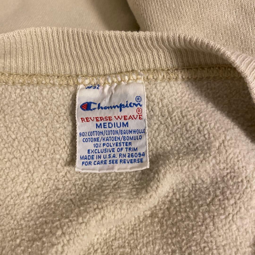チャンピオン　リバースウィーブ　ベージュ　M　USA製 champion 90s