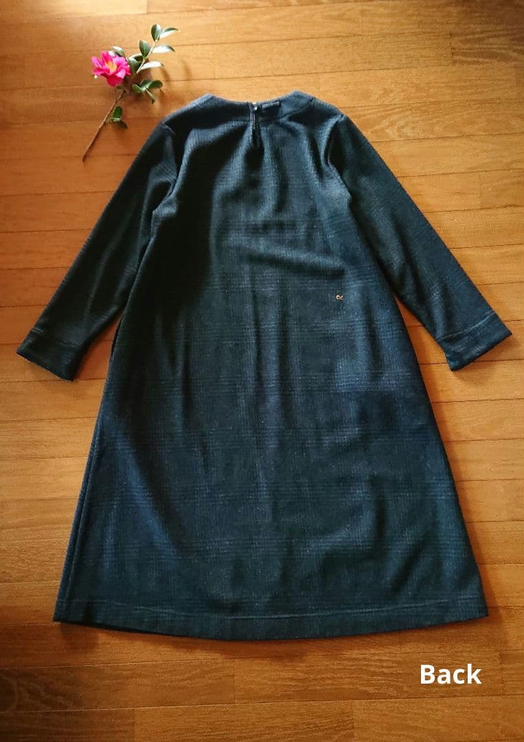 45R☆ブリティッシュウールツイードチェックのストレッチドレス/チャコール♪