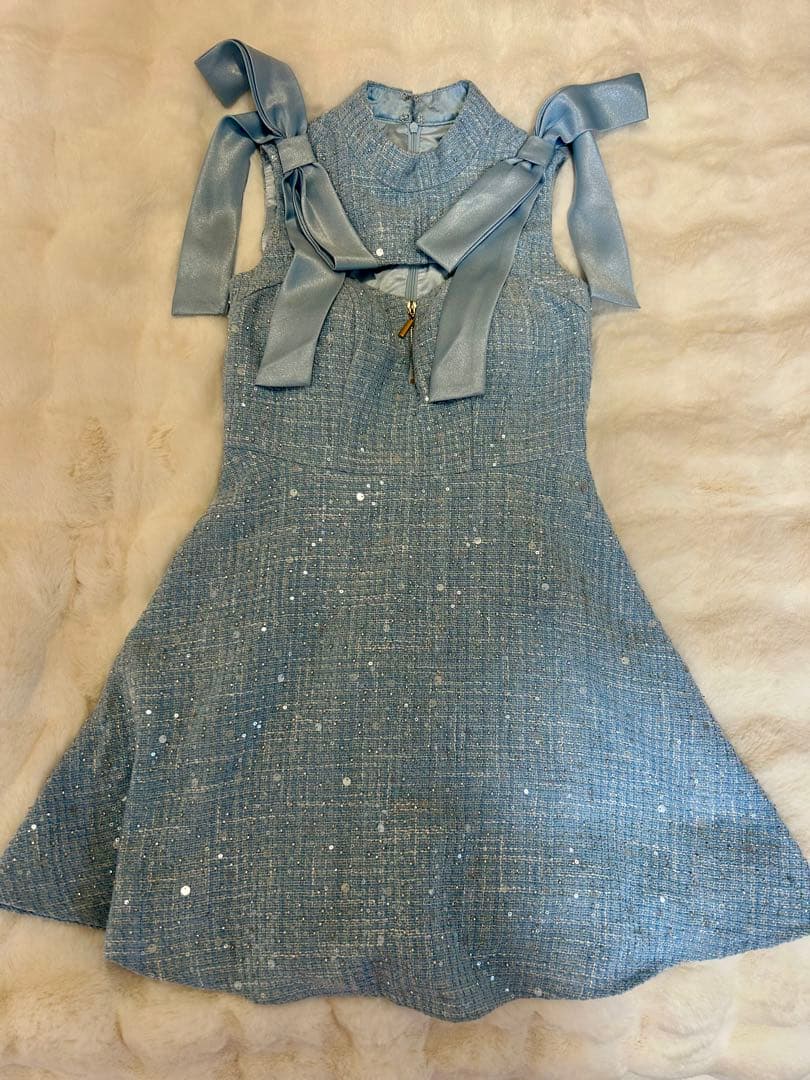 【定価27,280円】 キャバドレス an ツイード ショルダーリボン フレア