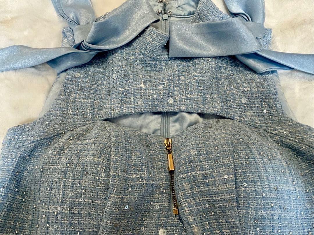 【定価27,280円】 キャバドレス an ツイード ショルダーリボン フレア