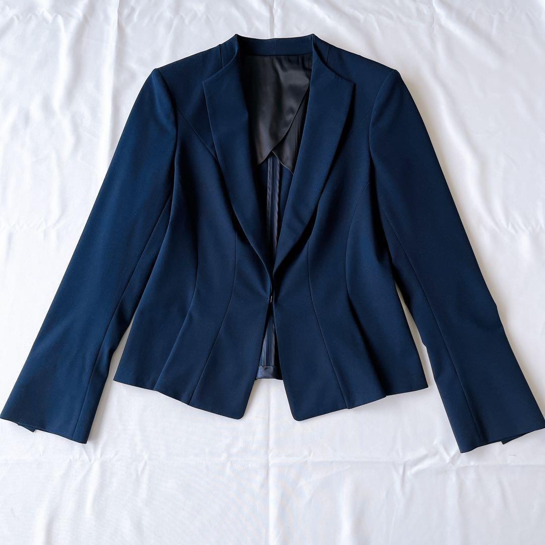 【極美品】クードシャンス 38 洗える スカートスーツ セットアップ ネイビー紺