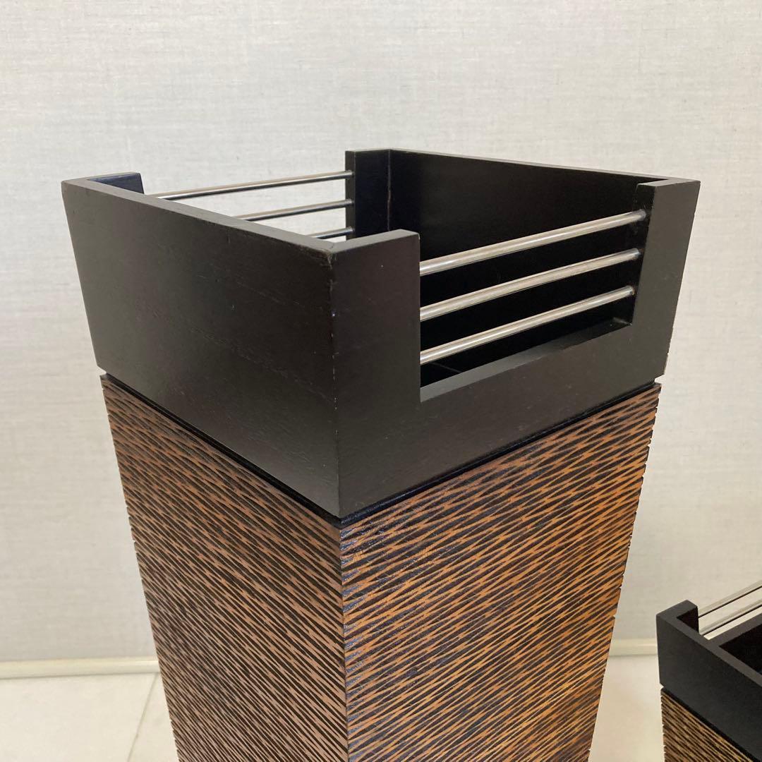 傘立て ゴミ箱 ダストボックス スタンド 2点 木製 アジアン バリ モダン