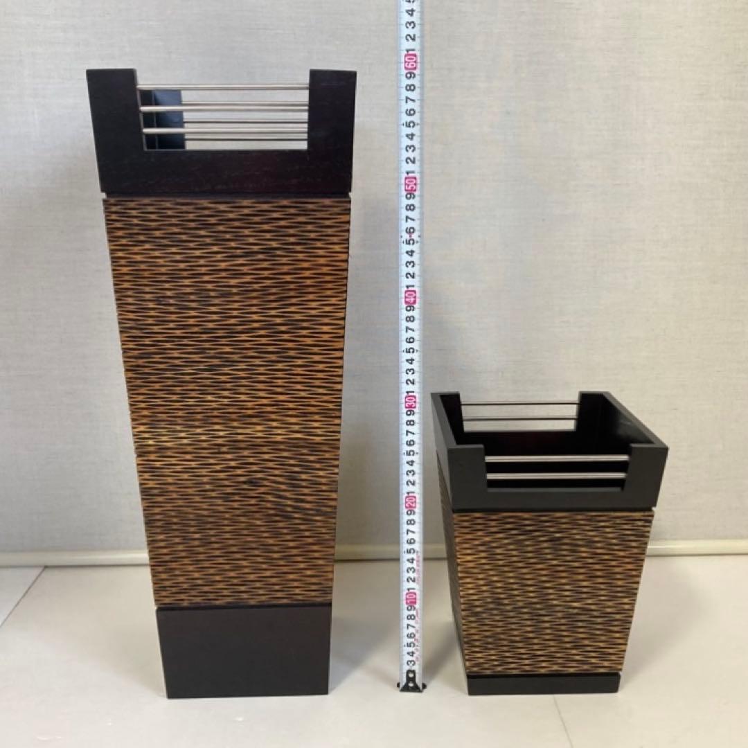 傘立て ゴミ箱 ダストボックス スタンド 2点 木製 アジアン バリ モダン