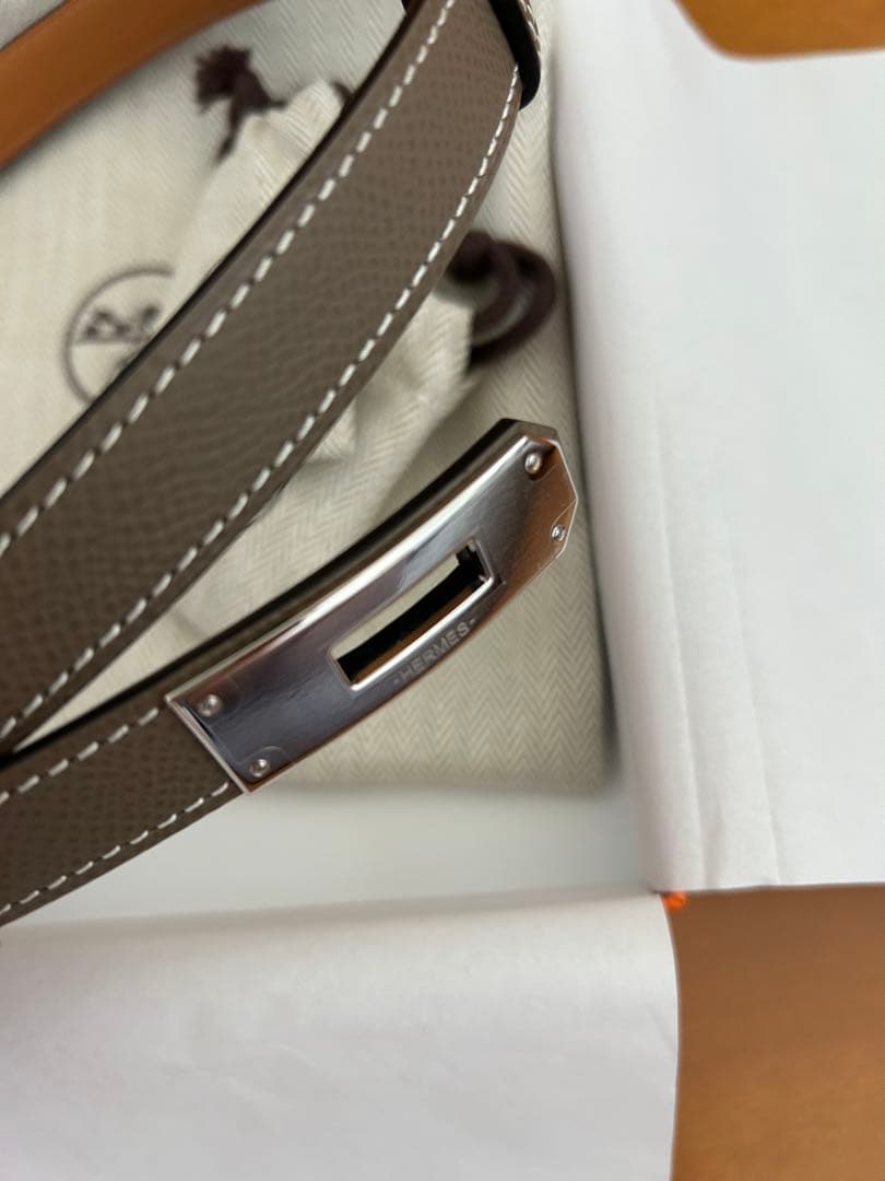 HERMES　エルメス　ケリーベルト　エトゥープ　シルバー金具　K刻印　新品