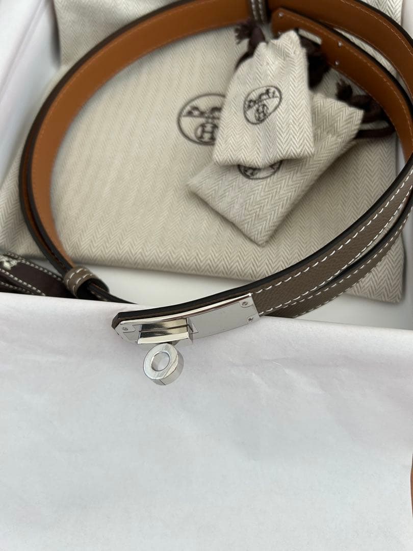 HERMES　エルメス　ケリーベルト　エトゥープ　シルバー金具　K刻印　新品
