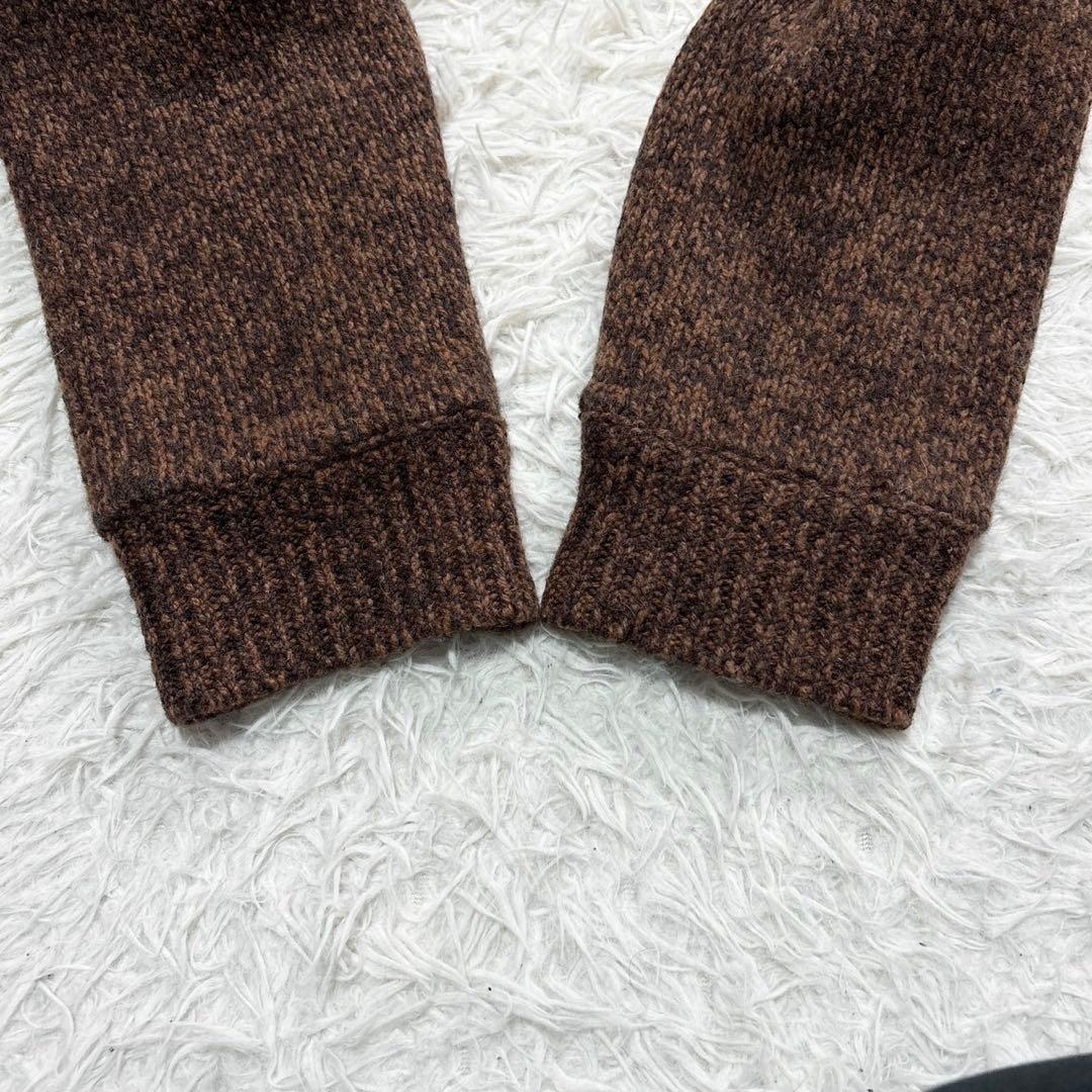 エルエルビーン ドライバーズニット ジャケット チェック総柄 XXL リブ 茶