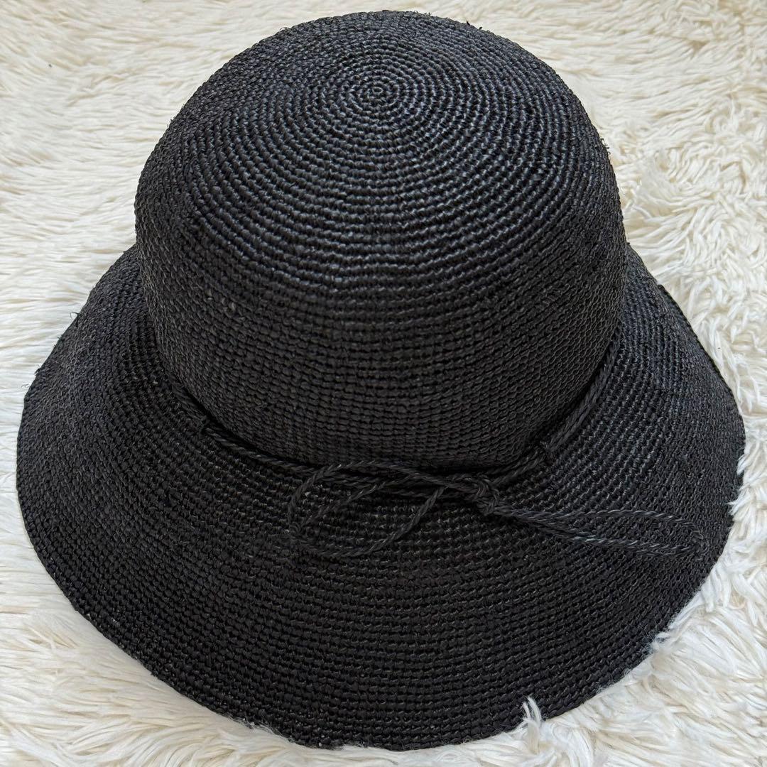 ヘレンカミンスキー VALENCE 10ラフィアハット黒 つば広 夏