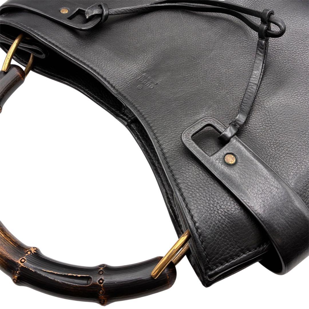 GUCCIグッチ バンブー ハンドバッグ レディース 黒 レザー ヴィンテージ
