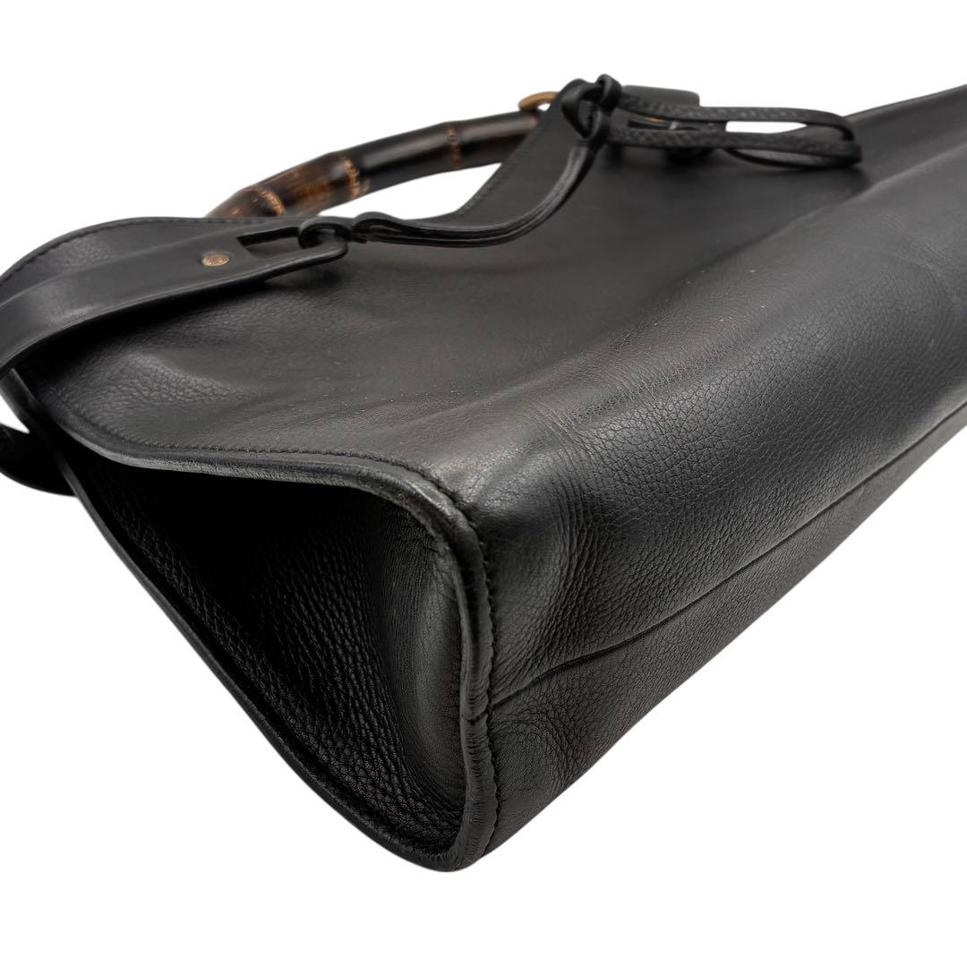 GUCCIグッチ バンブー ハンドバッグ レディース 黒 レザー ヴィンテージ