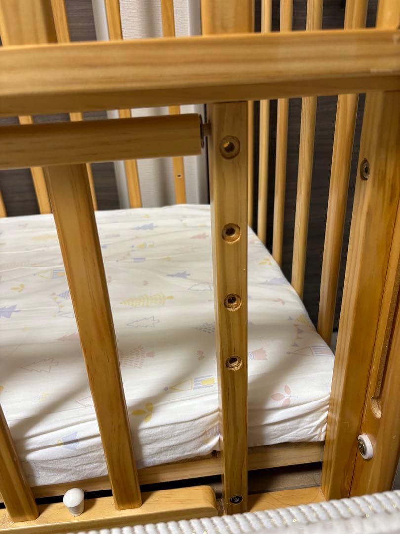 【廃盤品】カトージ　KATOJI ハイシート　ミニベビーベッド　ナチュラル