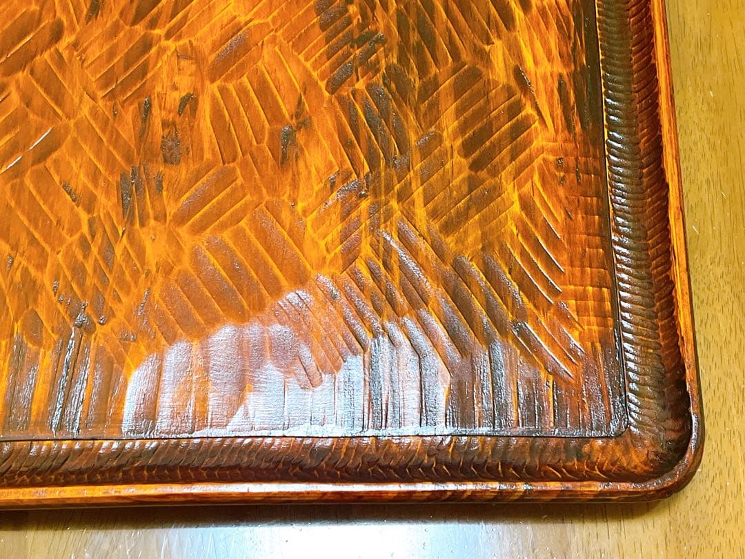 時代物 お膳 讃岐彫り 正方形 お盆 アンティーク 漆器 トレー 木彫り ３枚組