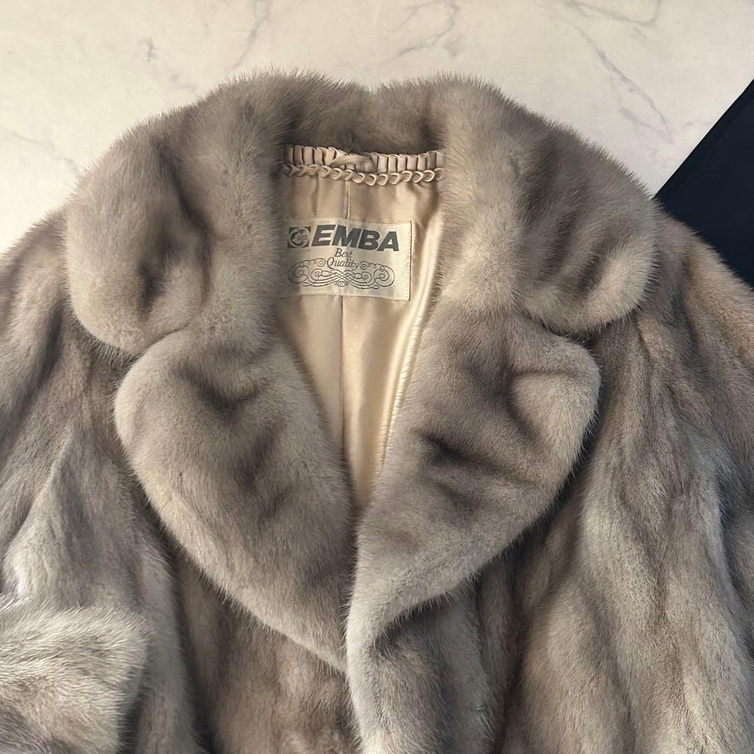 d*2様 EMBA サファイアミンク 毛皮コート グレー 裏地ダメージ 13号