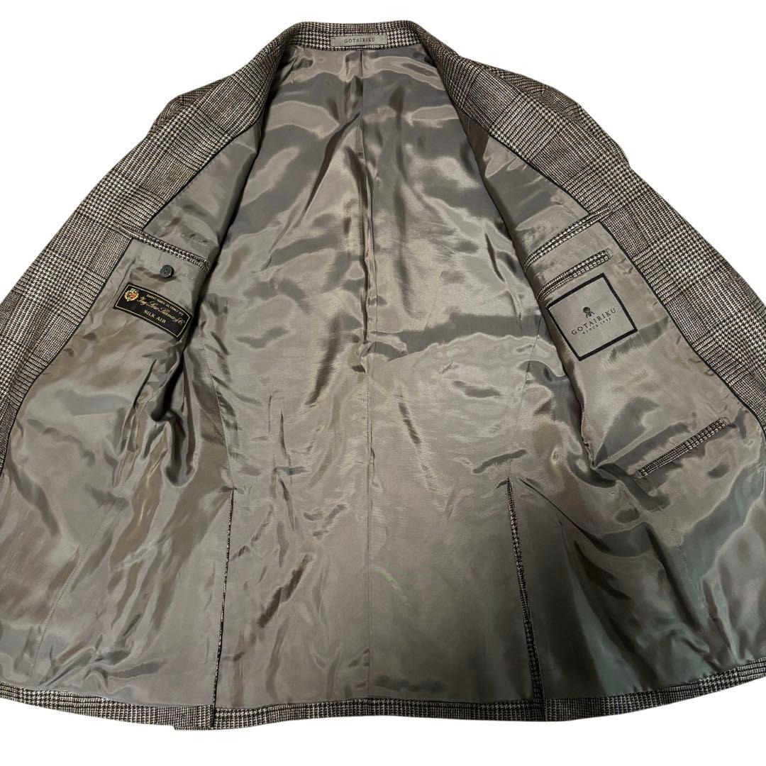 【菅野】五大陸　テーラードジャケット　ロロピアーナ　チェック　ブラウン