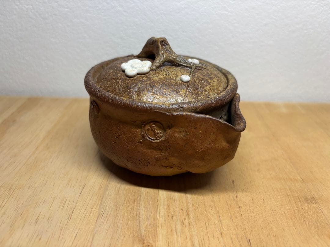 56.備前焼 宝瓶 登り窯 白梅 はくばい 梅 手びねり 急須