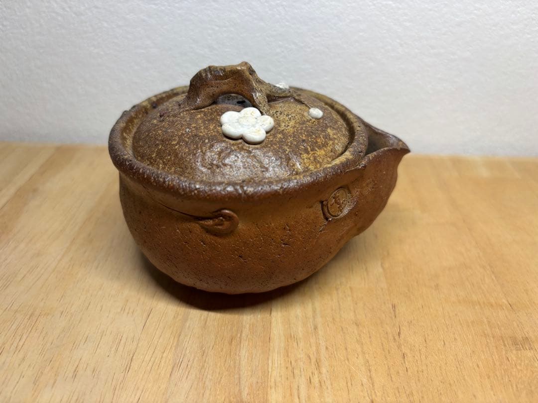 56.備前焼 宝瓶 登り窯 白梅 はくばい 梅 手びねり 急須