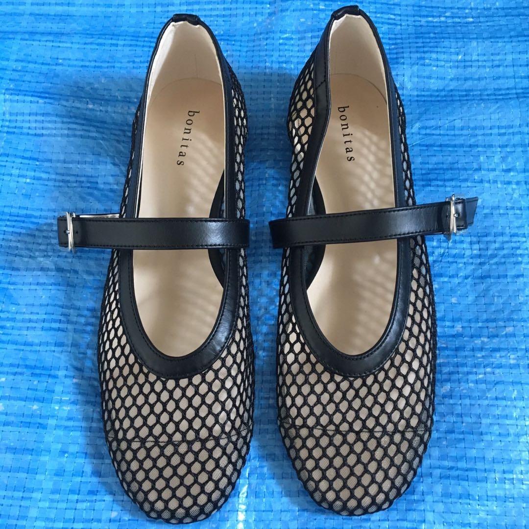 新品⬛︎スローブイエナ⬛︎2024⬛︎メッシュフラットシューズ⬛︎レザー⬛︎23.5