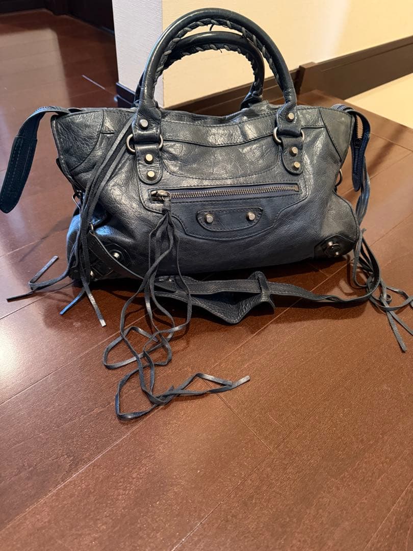 レザーショルダーバッグ エディターズ ヴィンテージ 本革 2way ダークブルー