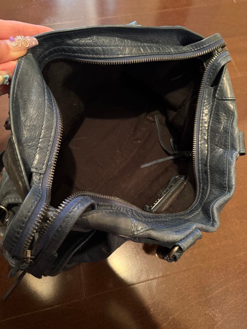 レザーショルダーバッグ エディターズ ヴィンテージ 本革 2way ダークブルー