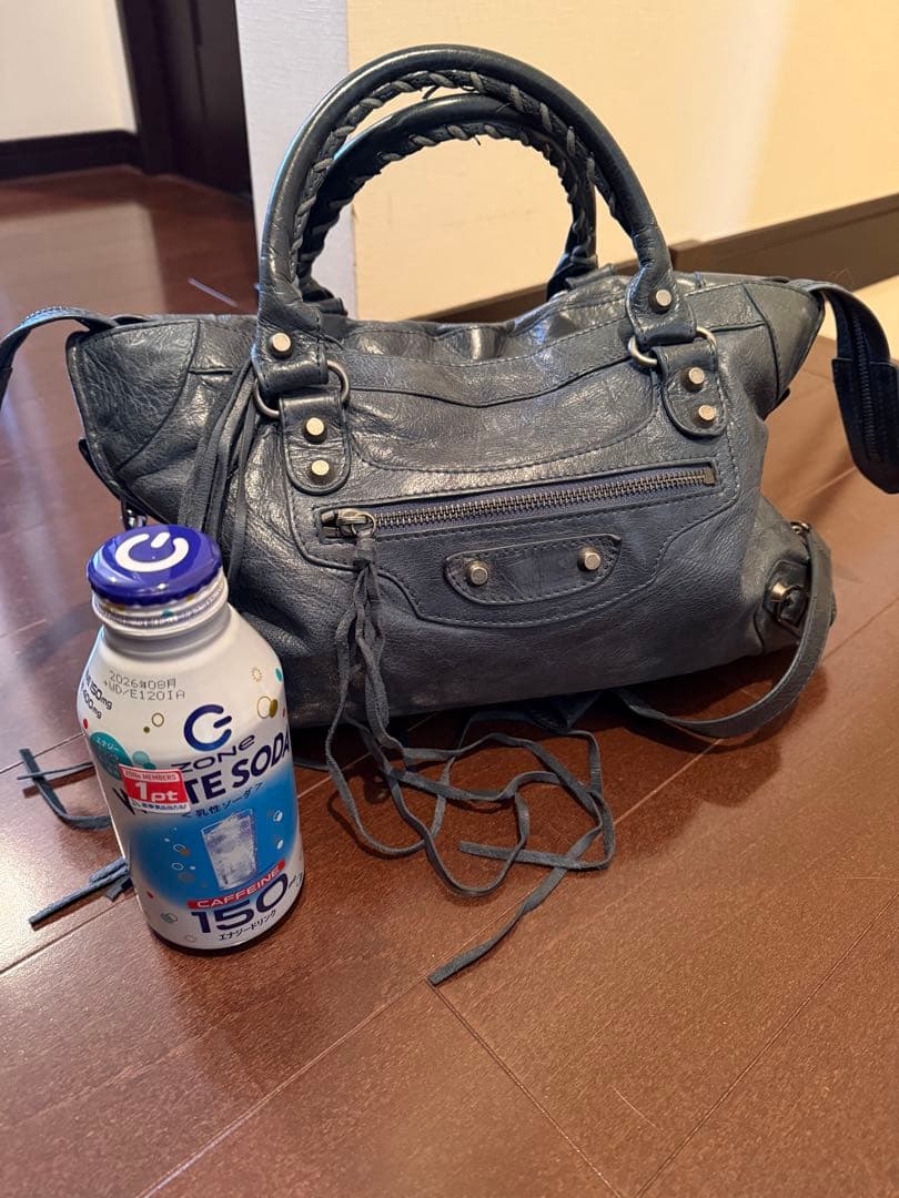 レザーショルダーバッグ エディターズ ヴィンテージ 本革 2way ダークブルー