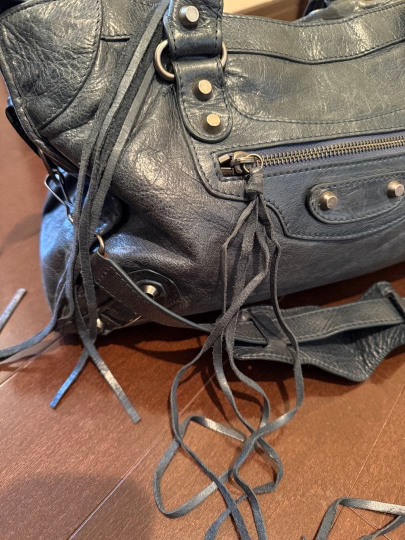 レザーショルダーバッグ エディターズ ヴィンテージ 本革 2way ダークブルー