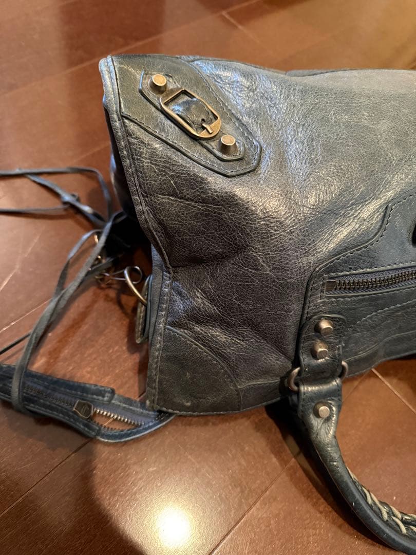 レザーショルダーバッグ エディターズ ヴィンテージ 本革 2way ダークブルー