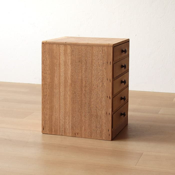 アンティーク 整理箱 タンス 古家具 真鍮金具 引き出し5杯 無塗装