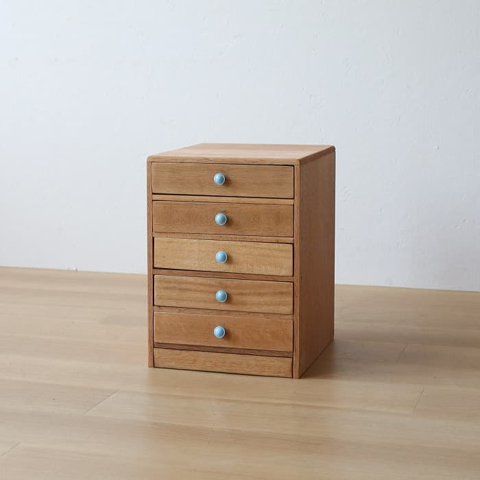 アンティーク 整理箱 タンス 古家具 真鍮金具 引き出し5杯 無塗装